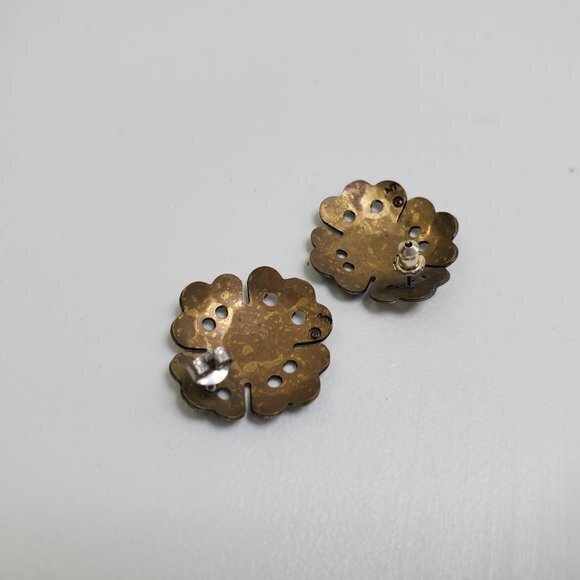 Bronze Tone Earrings Boho Tribal Swirl Holes Pierc - Picture 5 of 8